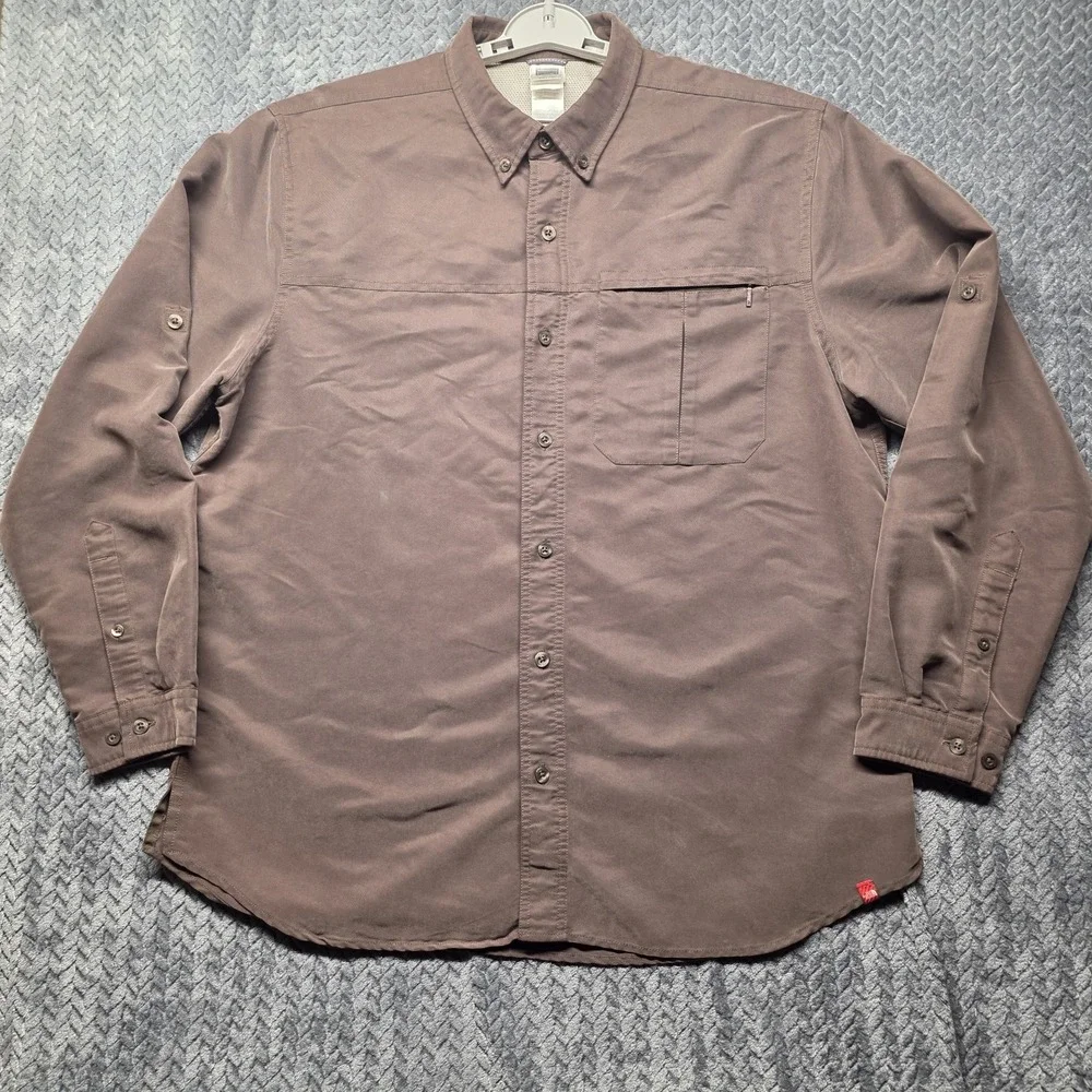 THE NORTH FACE Men's XL Brown ACCX Roll Tab Button‎ Down Shirt Long Sleeve Shirt